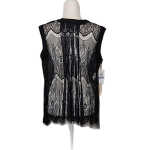NWT Gibson Latimer Sheer Black Lace Blouse
